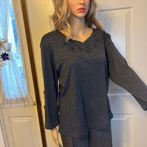 Two piece Allison Daley charcoal outfit. Stunning for casual & every day wear.